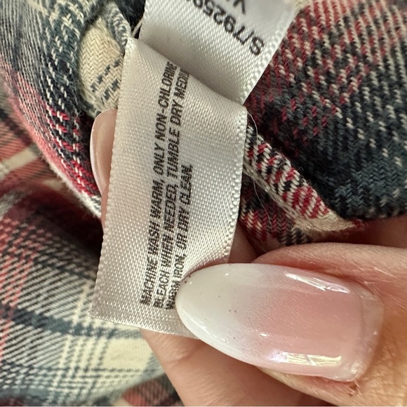 GAP Red & Navy Plaid Flannel Button-Down Shirt Men’s Large - Picture 8 of 14